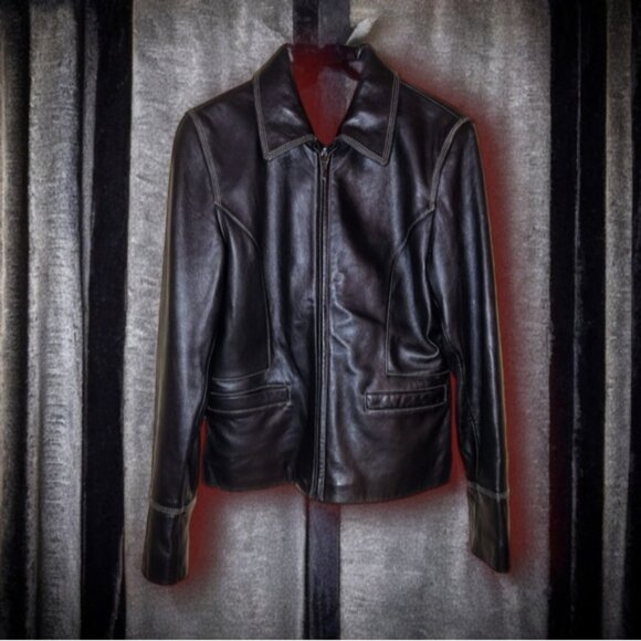 Black Kenneth Cole Leather Jacket. Soft as Butter! - Picture 1 of 9